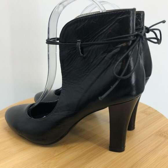 Friis and Company Black leather round toe tie front heels size 6.5 (EU 37) - Picture 3 of 14